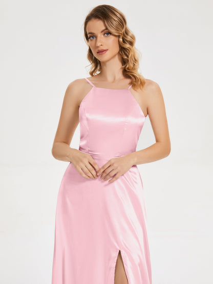 Miriam Backless Soft Satin Bridesmaid Dress with Slit