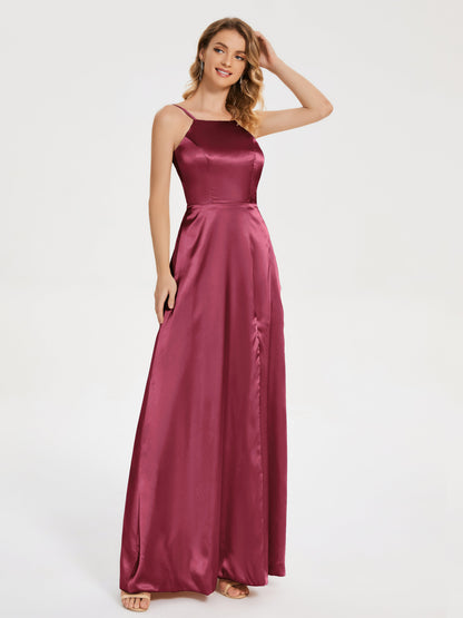 Miriam Backless Soft Satin Bridesmaid Dress with Slit