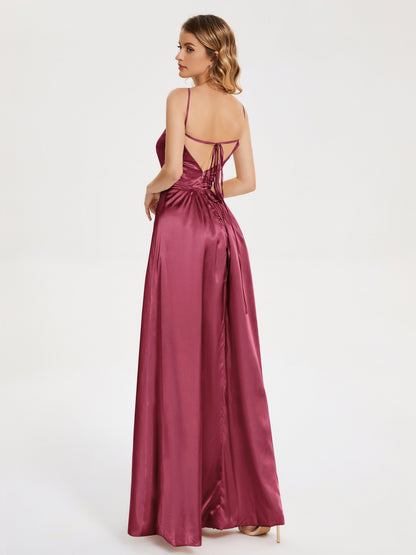 Miriam Backless Soft Satin Bridesmaid Dress with Slit