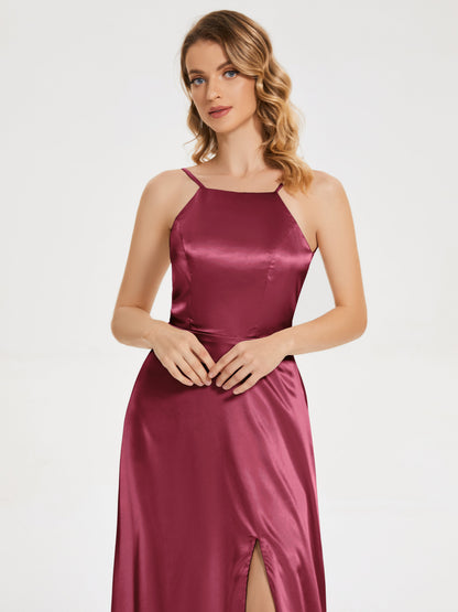 Miriam Backless Soft Satin Bridesmaid Dress with Slit