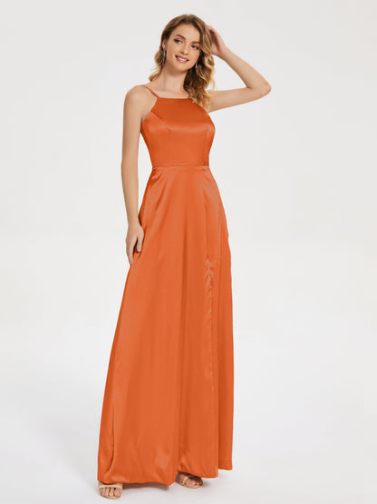 Miriam Backless Soft Satin Bridesmaid Dress with Slit