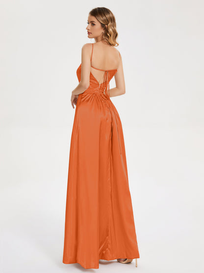 Miriam Backless Soft Satin Bridesmaid Dress with Slit