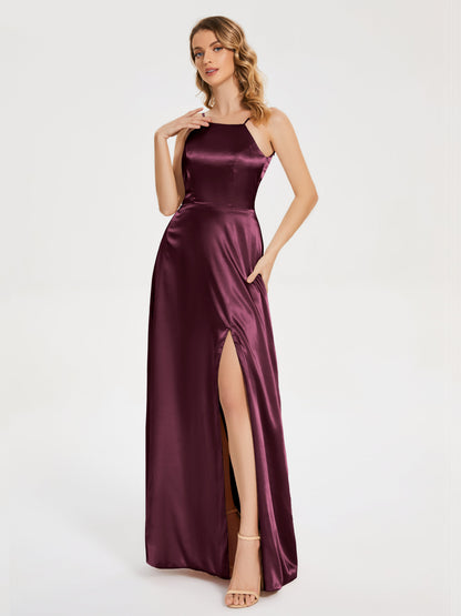 Miriam Backless Soft Satin Bridesmaid Dress with Slit