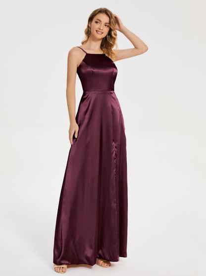 Miriam Backless Soft Satin Bridesmaid Dress with Slit