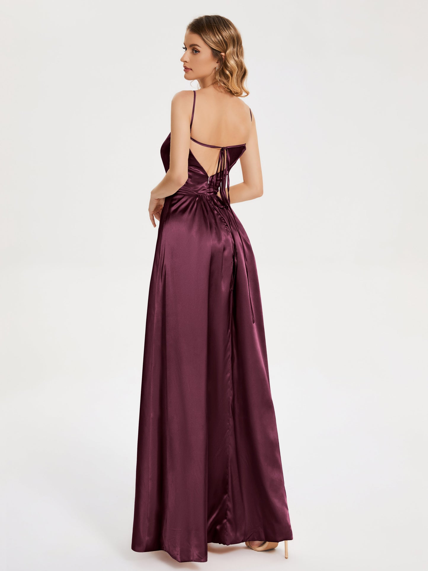 Miriam Backless Soft Satin Bridesmaid Dress with Slit