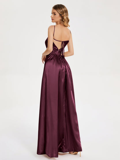 Miriam Backless Soft Satin Bridesmaid Dress with Slit