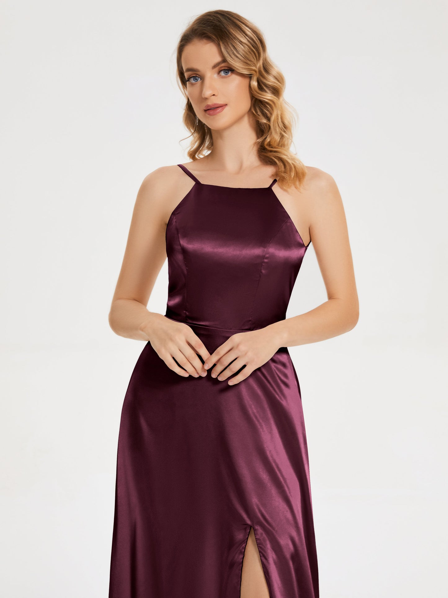 Miriam Backless Soft Satin Bridesmaid Dress with Slit