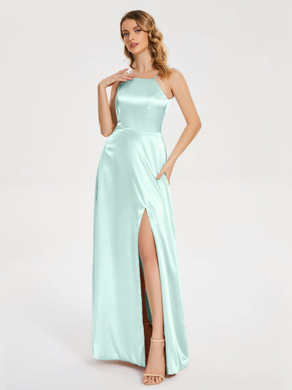 Miriam Backless Soft Satin Bridesmaid Dress with Slit