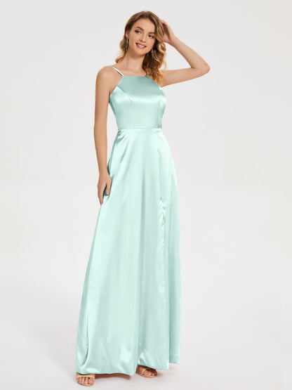 Miriam Backless Soft Satin Bridesmaid Dress with Slit
