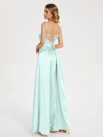 Miriam Backless Soft Satin Bridesmaid Dress with Slit