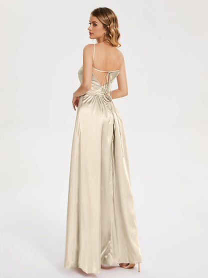 Miriam Backless Soft Satin Bridesmaid Dress with Slit