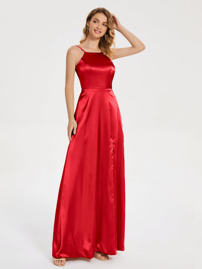 Miriam Backless Soft Satin Bridesmaid Dress with Slit