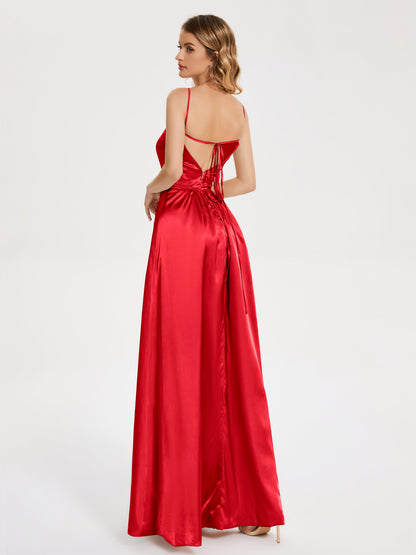 Miriam Backless Soft Satin Bridesmaid Dress with Slit