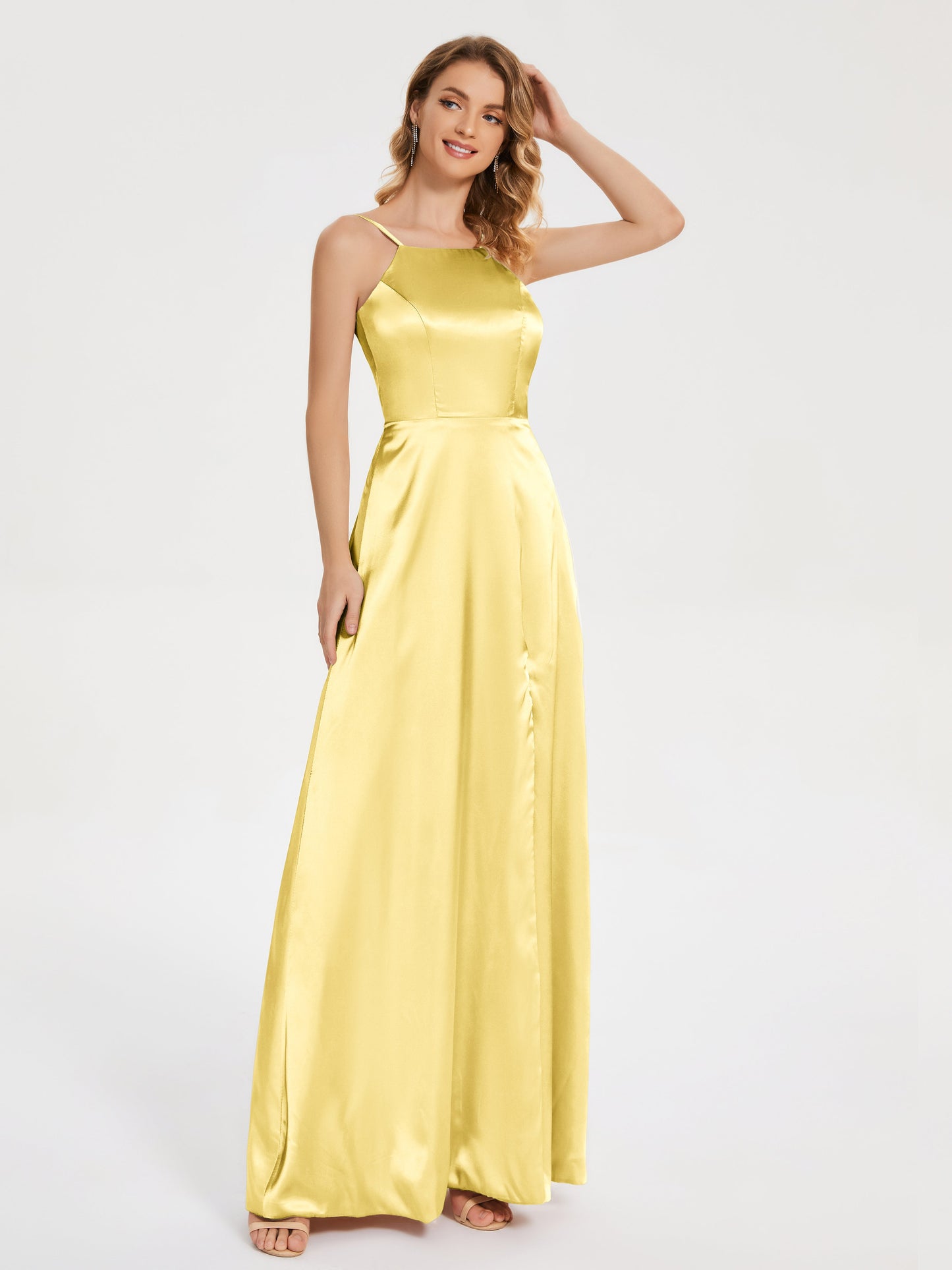 Miriam Backless Soft Satin Bridesmaid Dress with Slit