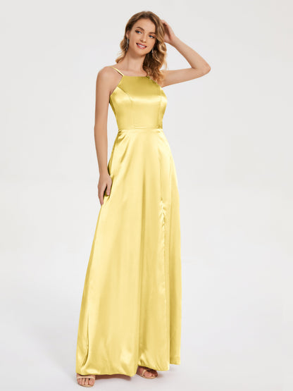 Miriam Backless Soft Satin Bridesmaid Dress with Slit