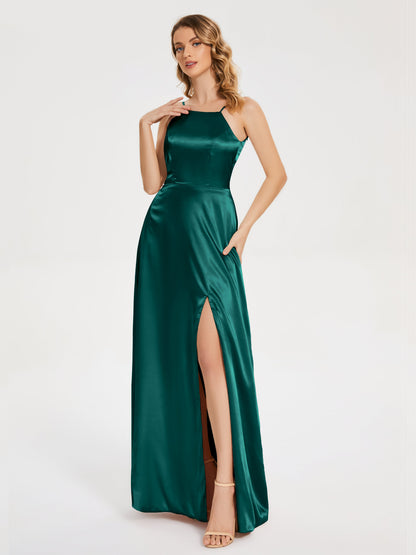 Miriam Backless Soft Satin Bridesmaid Dress with Slit
