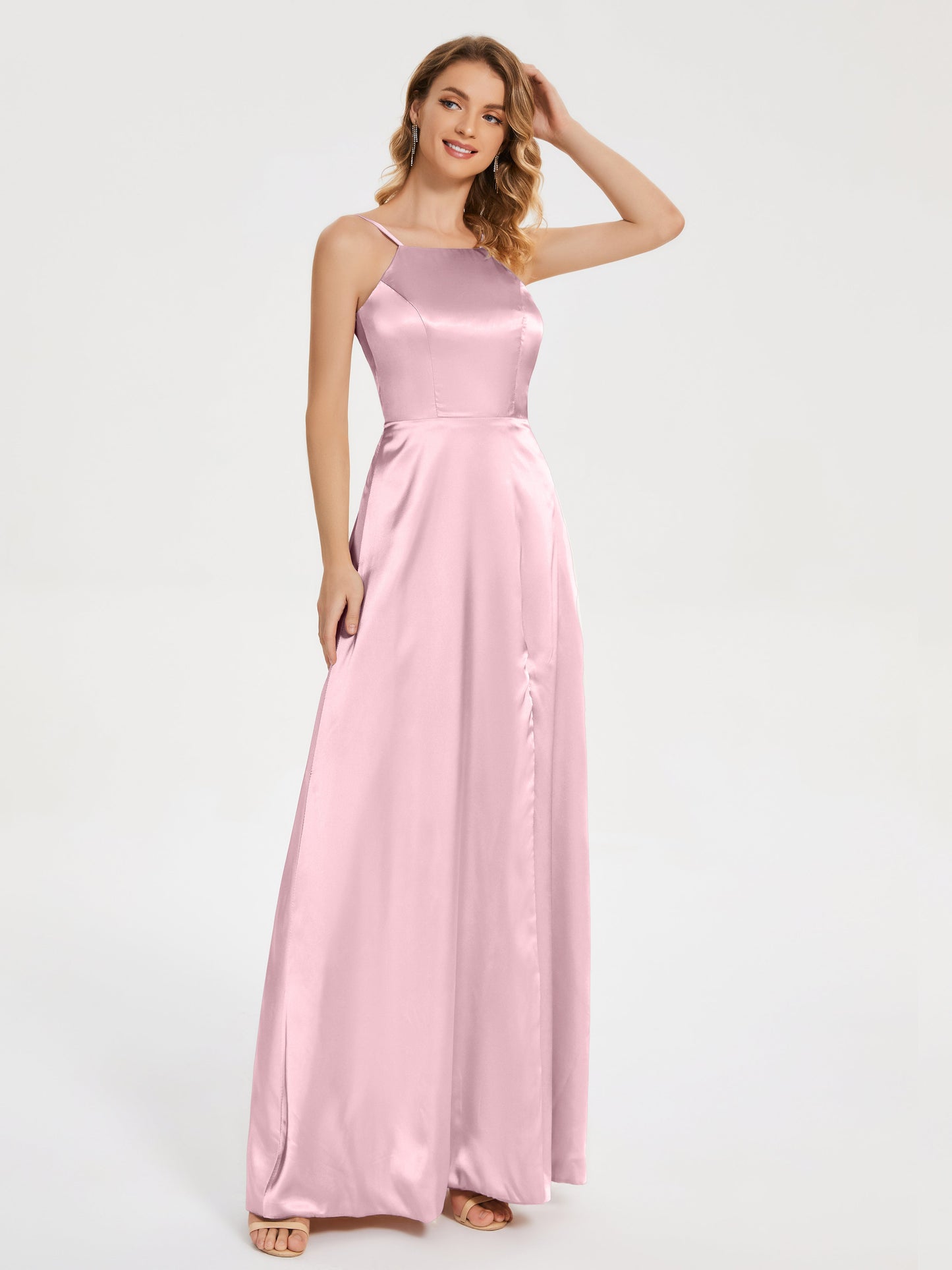 Miriam Backless Soft Satin Bridesmaid Dress with Slit