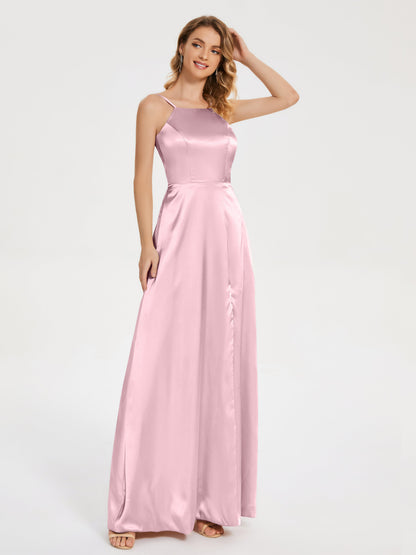 Miriam Backless Soft Satin Bridesmaid Dress with Slit