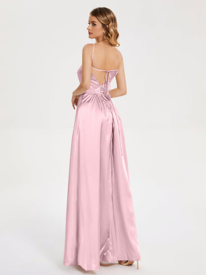 Miriam Backless Soft Satin Bridesmaid Dress with Slit