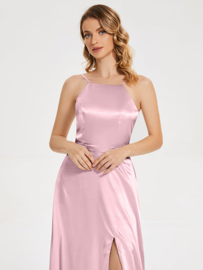 Miriam Backless Soft Satin Bridesmaid Dress with Slit