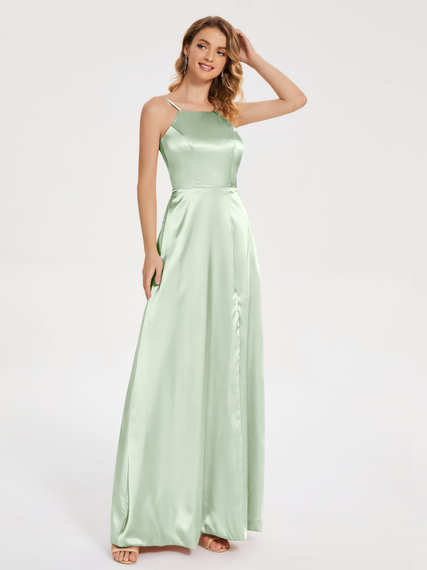 Miriam Backless Soft Satin Bridesmaid Dress with Slit