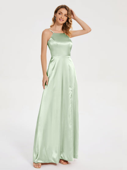 Miriam Backless Soft Satin Bridesmaid Dress with Slit