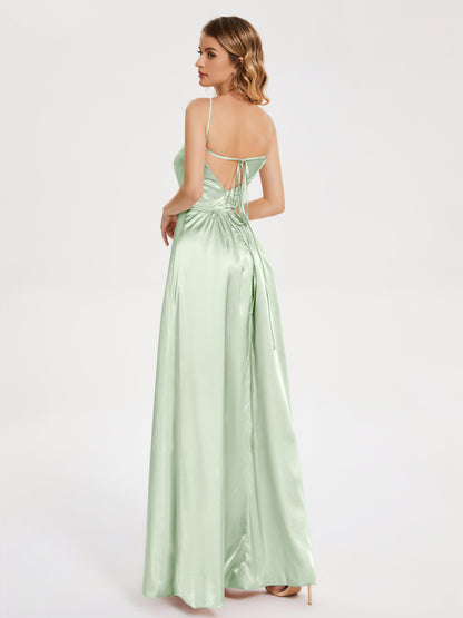 Miriam Backless Soft Satin Bridesmaid Dress with Slit