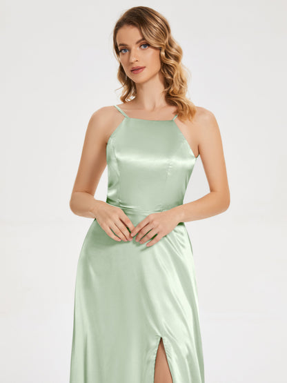 Miriam Backless Soft Satin Bridesmaid Dress with Slit
