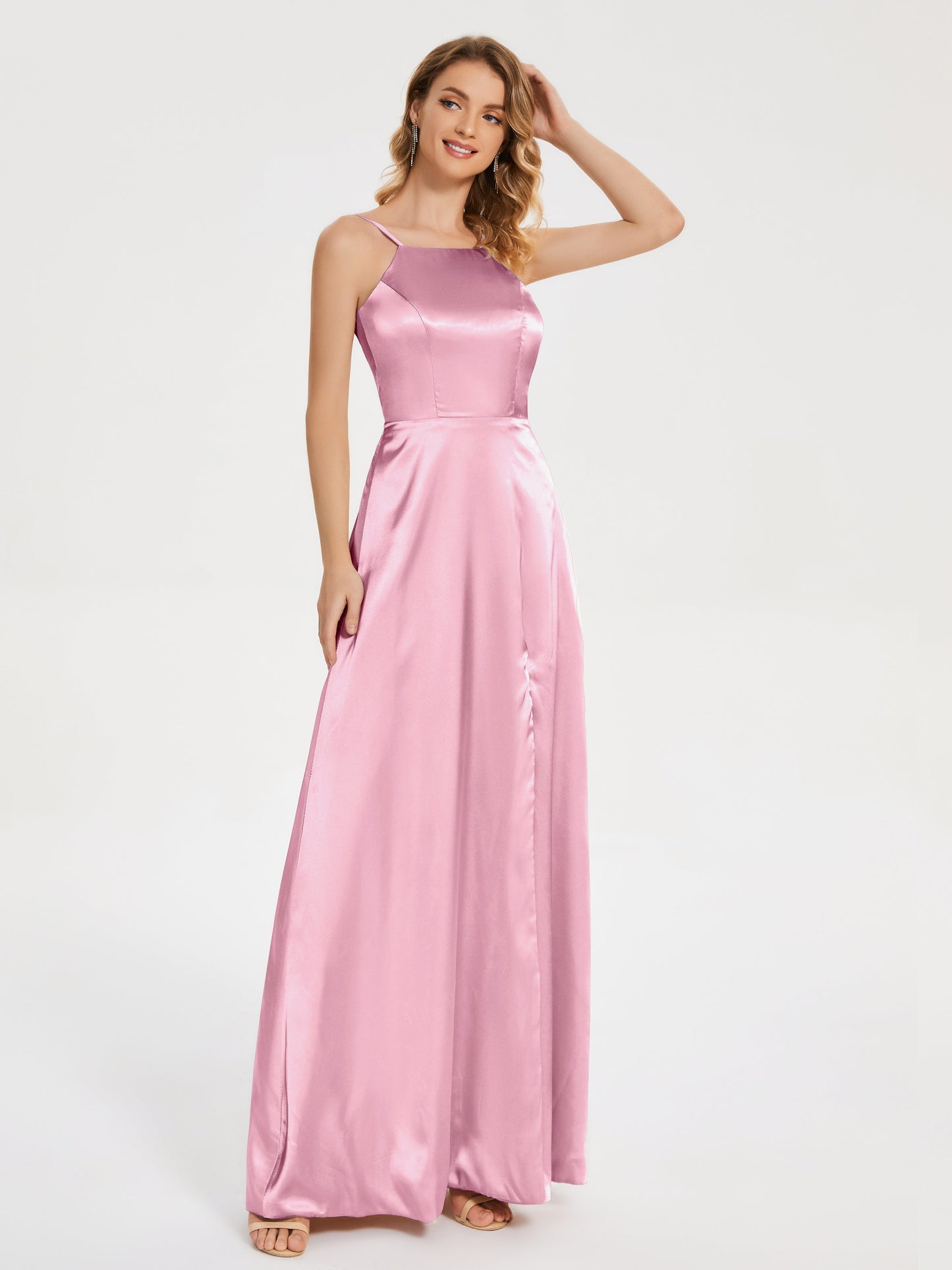 Miriam Backless Soft Satin Bridesmaid Dress with Slit