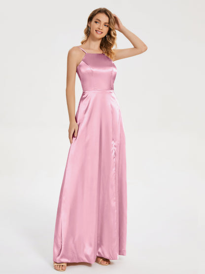 Miriam Backless Soft Satin Bridesmaid Dress with Slit