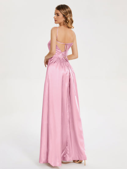 Miriam Backless Soft Satin Bridesmaid Dress with Slit