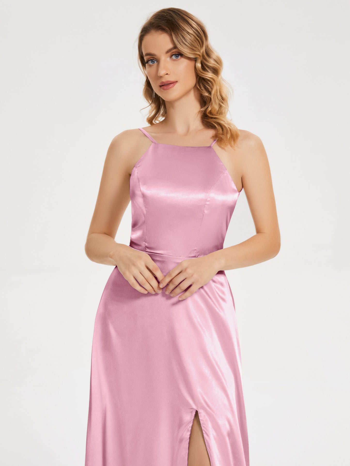 Miriam Backless Soft Satin Bridesmaid Dress with Slit