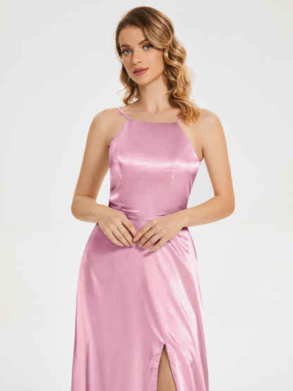 Miriam Backless Soft Satin Bridesmaid Dress with Slit