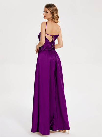 Miriam Backless Soft Satin Bridesmaid Dress with Slit
