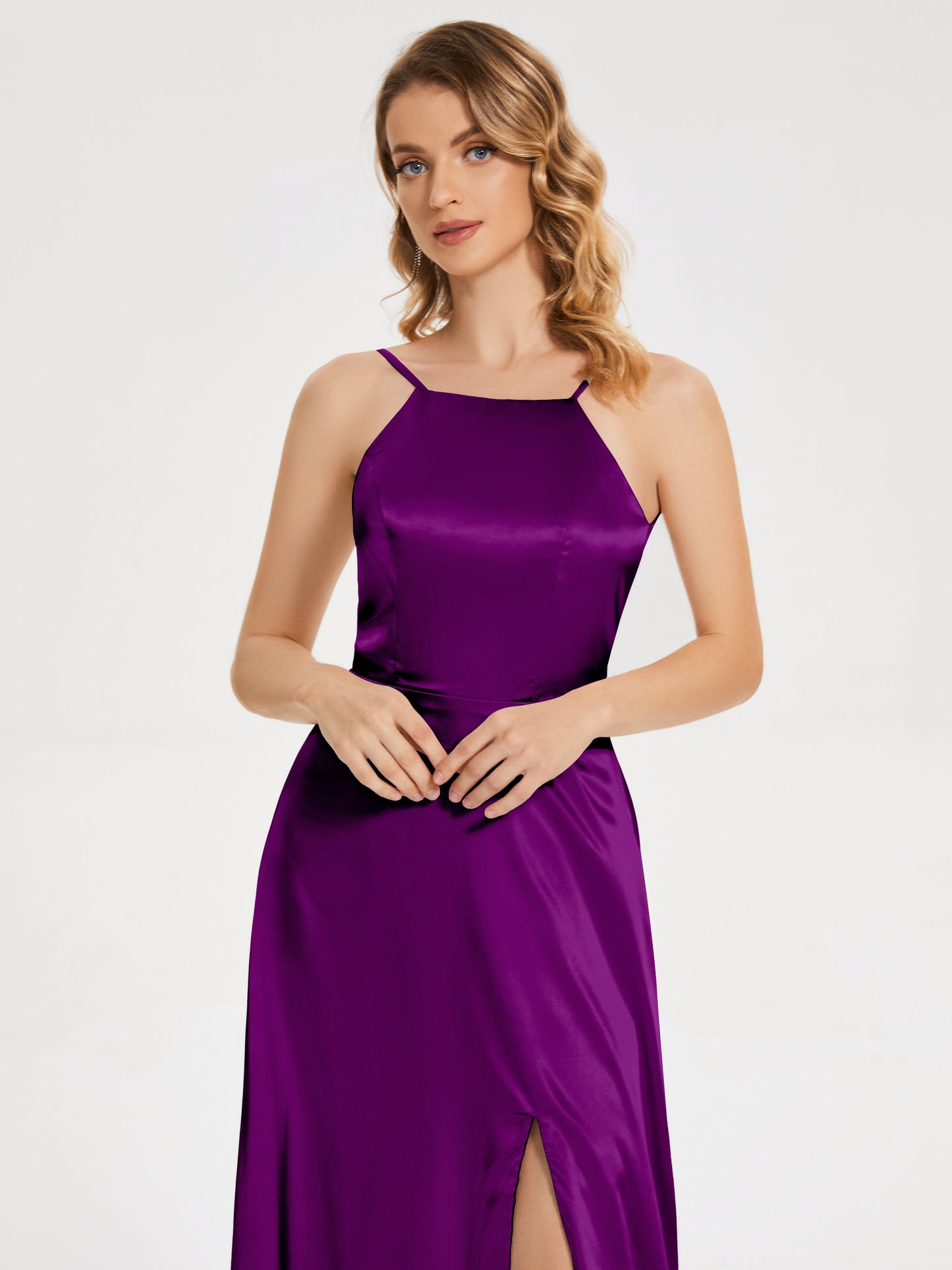 Miriam Backless Soft Satin Bridesmaid Dress with Slit