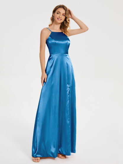 Miriam Backless Soft Satin Bridesmaid Dress with Slit