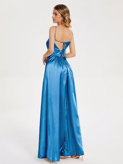 Miriam Backless Soft Satin Bridesmaid Dress with Slit