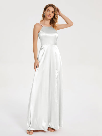 Miriam Backless Soft Satin Bridesmaid Dress with Slit