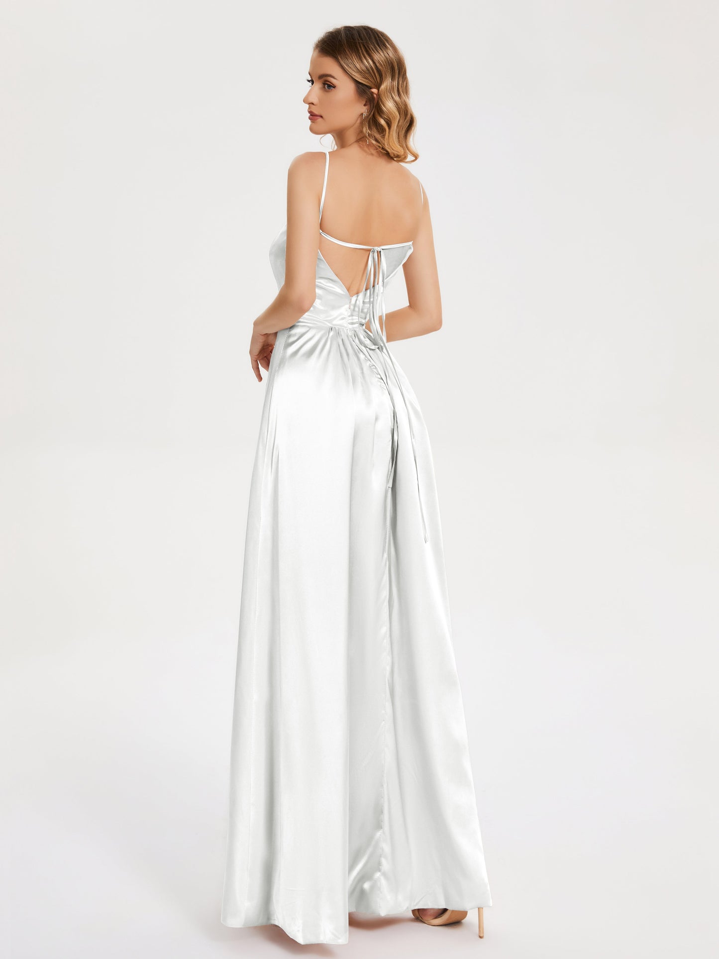 Miriam Backless Soft Satin Bridesmaid Dress with Slit