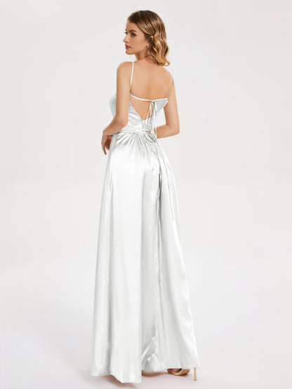 Miriam Backless Soft Satin Bridesmaid Dress with Slit