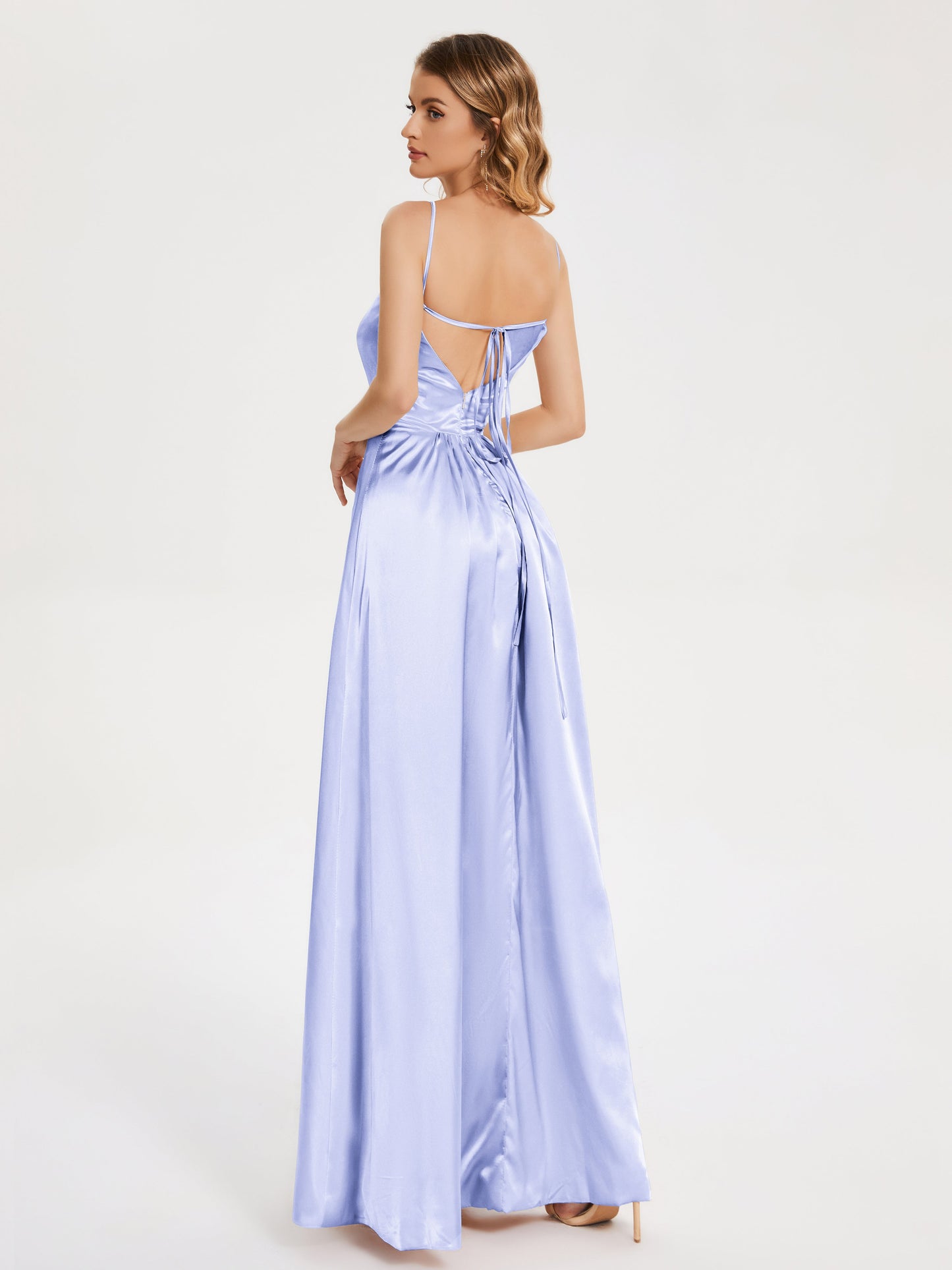 Miriam Backless Soft Satin Bridesmaid Dress with Slit