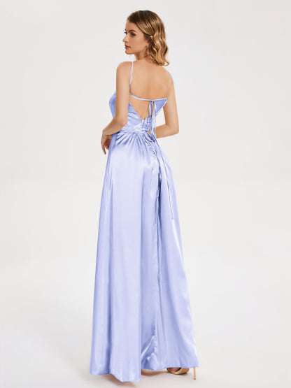 Miriam Backless Soft Satin Bridesmaid Dress with Slit