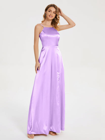 Miriam Backless Soft Satin Bridesmaid Dress with Slit