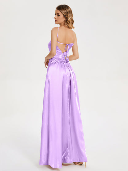 Miriam Backless Soft Satin Bridesmaid Dress with Slit