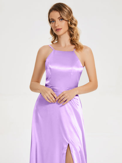 Miriam Backless Soft Satin Bridesmaid Dress with Slit