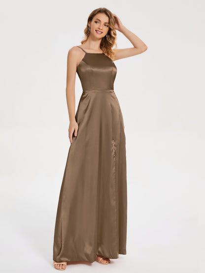 Miriam Backless Soft Satin Bridesmaid Dress with Slit