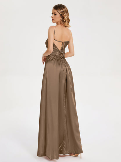 Miriam Backless Soft Satin Bridesmaid Dress with Slit
