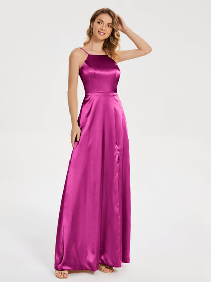 Miriam Backless Soft Satin Bridesmaid Dress with Slit