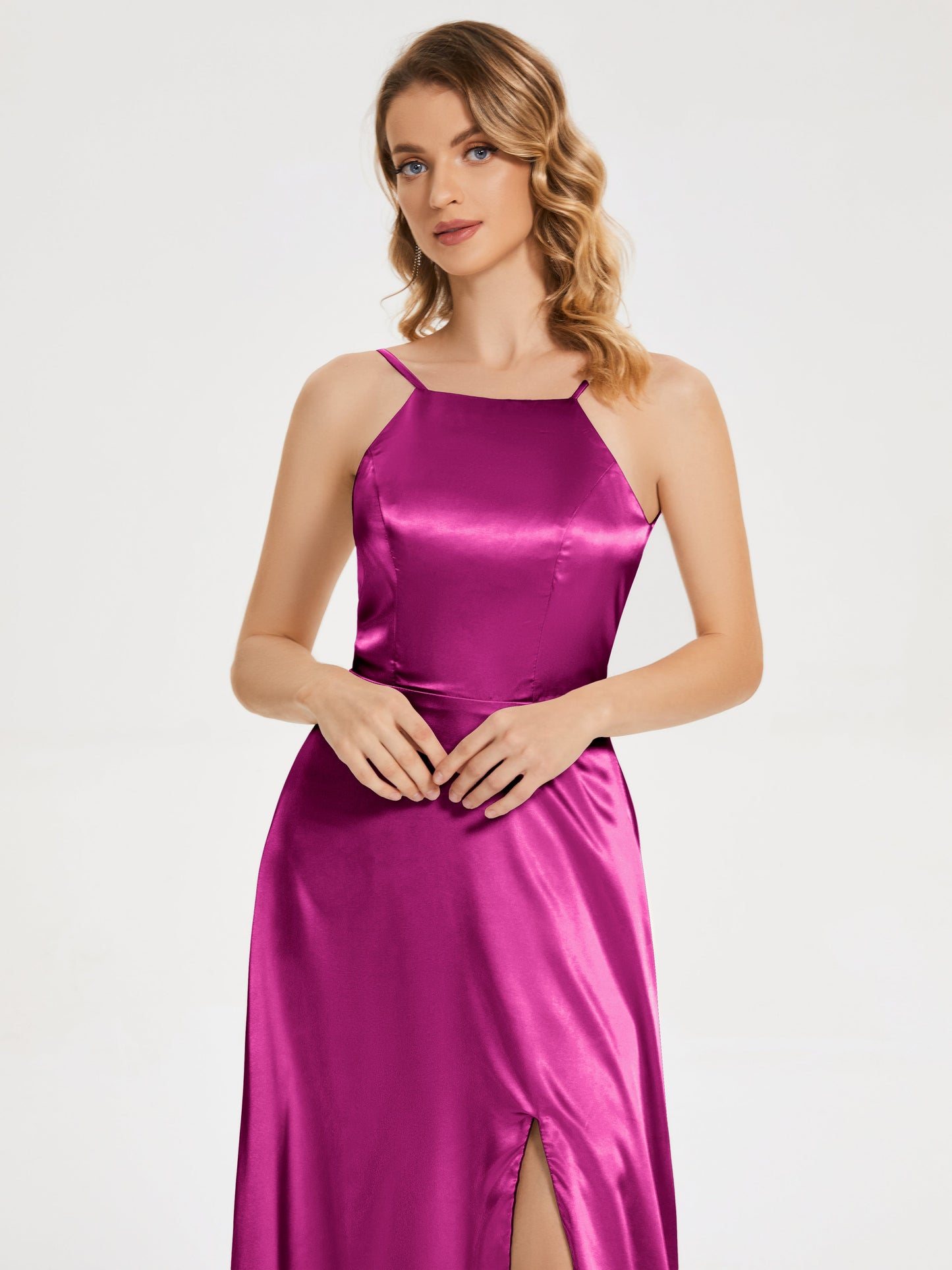 Miriam Backless Soft Satin Bridesmaid Dress with Slit