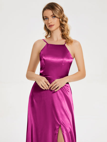 Miriam Backless Soft Satin Bridesmaid Dress with Slit